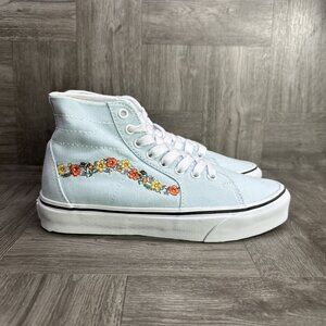 Vans Sk8-Hi Women's size 7 Light Blue Floral Print Skate Shoes